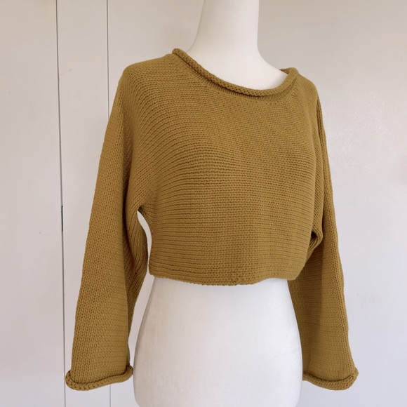 Silence + Noise Crop Chartreuse Sweater, Size S - Picture 2 of 4